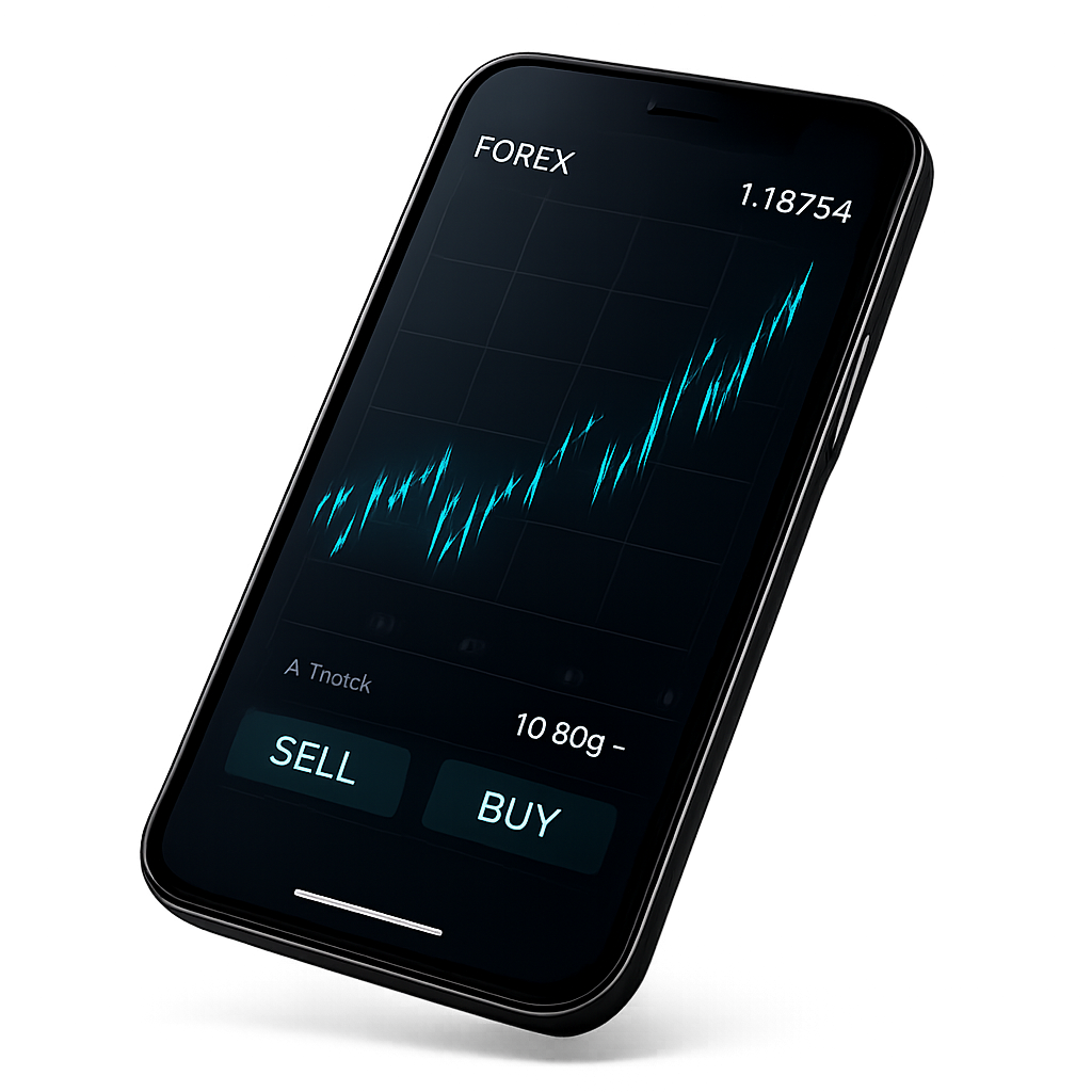 AIMS trading app on mobile showing a live forex chart