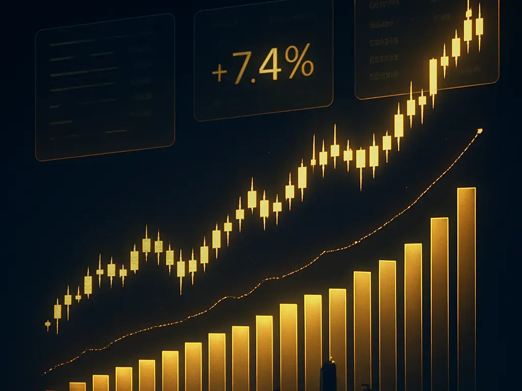 Global shares market visualisation with rising stock charts and financial district skyline